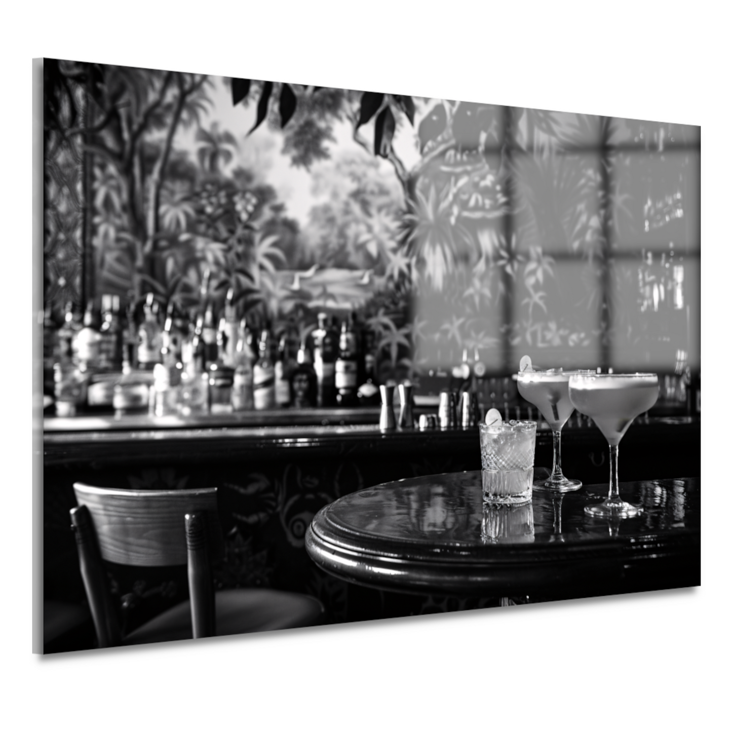 Elegante Zwart-Wit Cocktailbar Momentopname acrylglas
