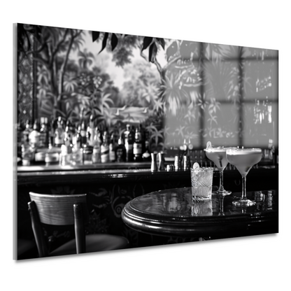 Elegante Zwart-Wit Cocktailbar Momentopname acrylglas