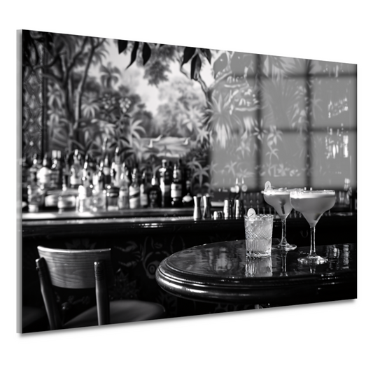 Elegante Zwart-Wit Cocktailbar Momentopname acrylglas
