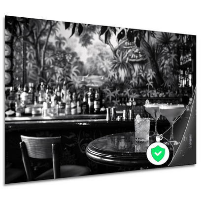 Elegante Zwart-Wit Cocktailbar Momentopname poster