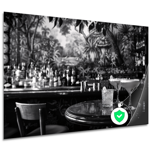 Elegante Zwart-Wit Cocktailbar Momentopname poster