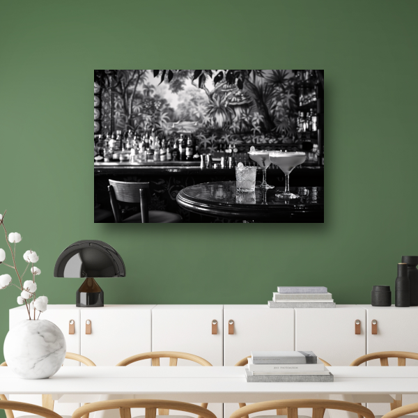 Elegante Zwart-Wit Cocktailbar Momentopname poster