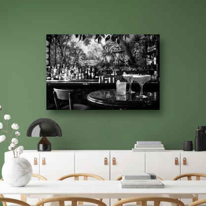 Elegante Zwart-Wit Cocktailbar Momentopname poster