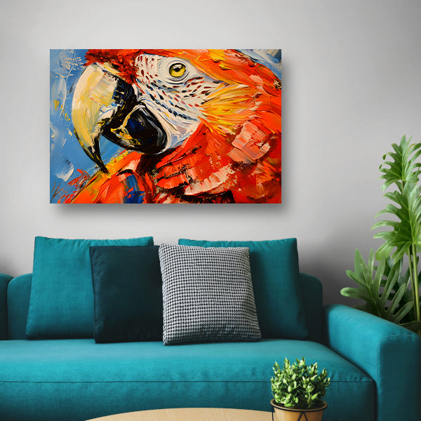 Kleurrijk abstract schilderij van een papegaai poster