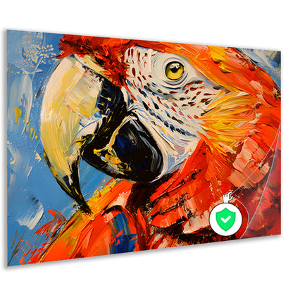 Kleurrijk abstract schilderij van een papegaai poster