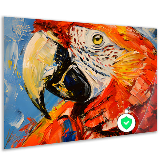 Kleurrijk abstract schilderij van een papegaai poster
