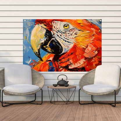 Kleurrijk abstract schilderij van een papegaai tuinposter