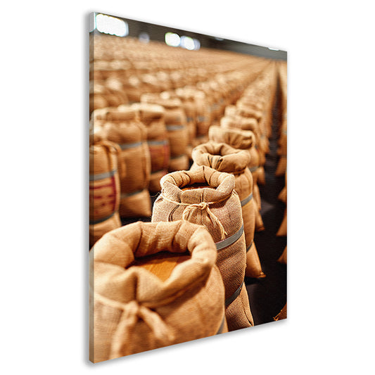 Gestapelde Beige Zakken canvas