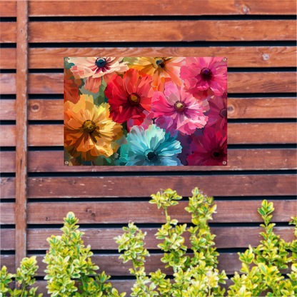 Levendige Digitale Kunst van Kleurrijke Abstracte Bloemen tuinposter