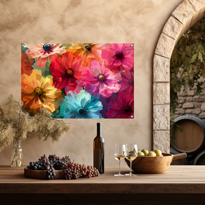 Levendige Digitale Kunst van Kleurrijke Abstracte Bloemen tuinposter