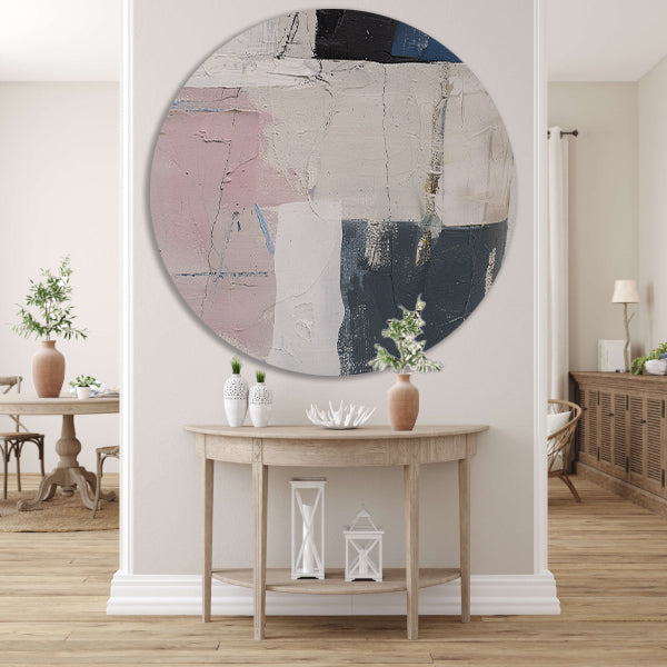 Abstract minimalistisch schilderij van een piano aluminium muurcirkel