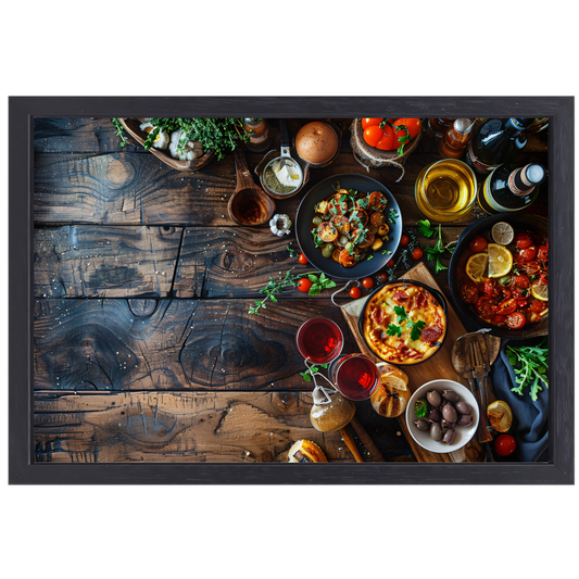 Modern gedekte eettafel canvas met baklijst