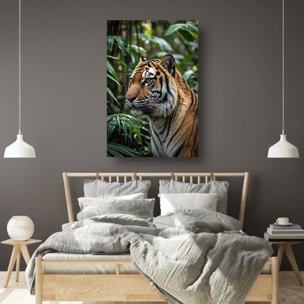 Majestueuze tijger in weelderige jungle canvas
