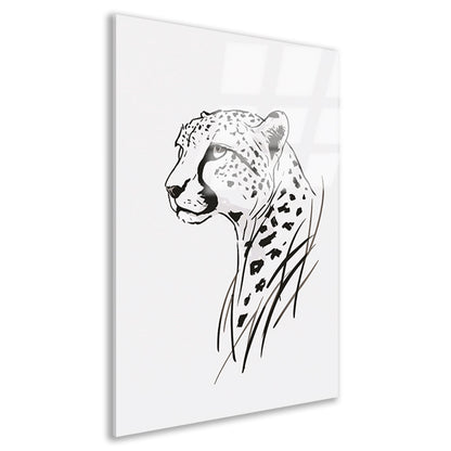 Zwart-witte minimalistiche cheeta lijntekening acrylglas