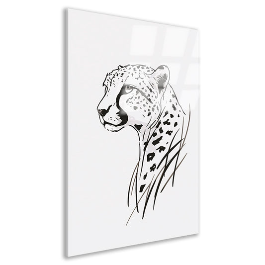 Zwart-witte minimalistiche cheeta lijntekening acrylglas