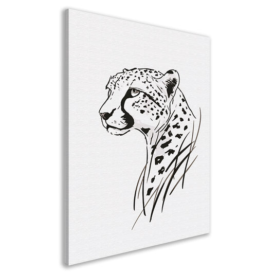 Zwart-witte minimalistiche cheeta lijntekening canvas