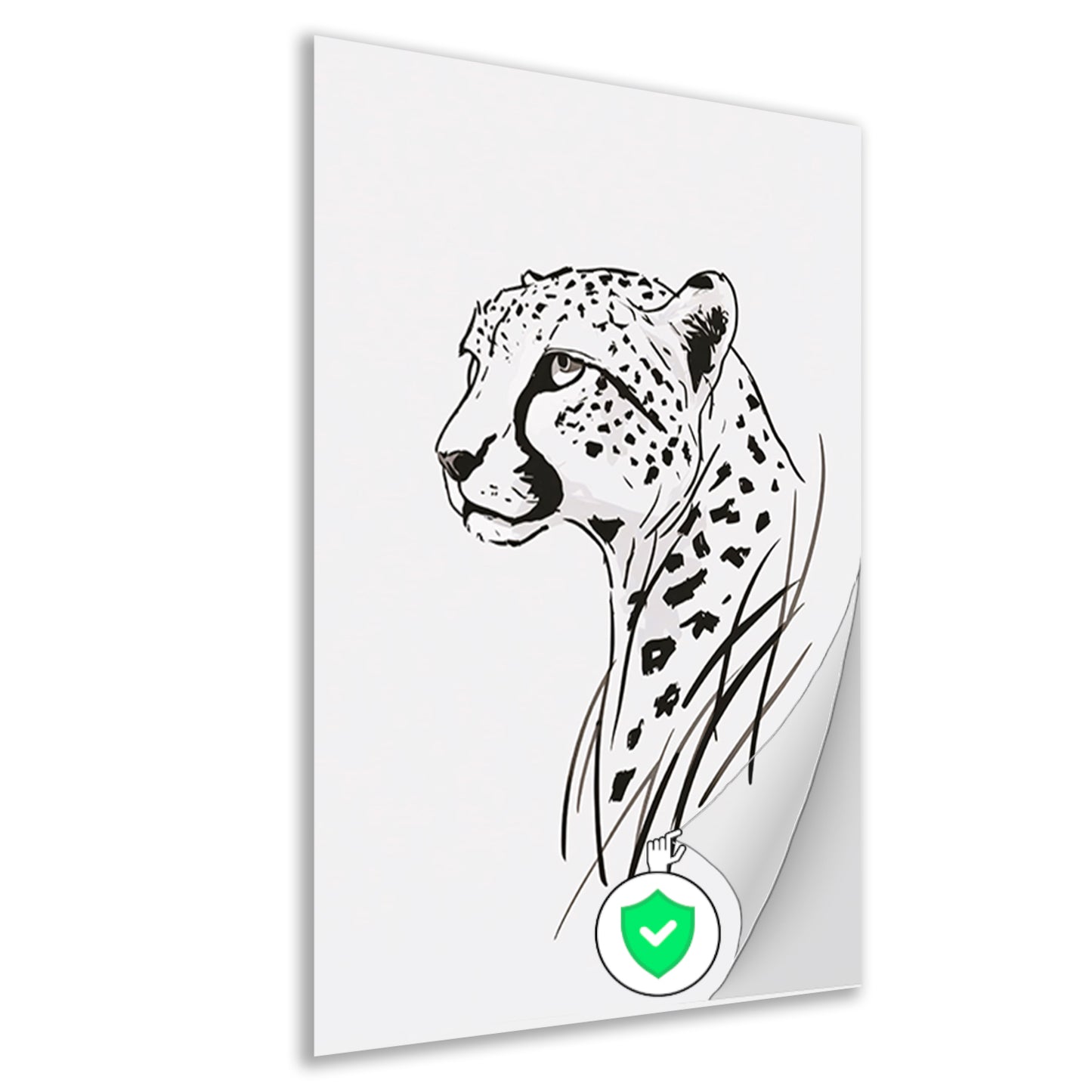 Zwart-witte minimalistiche cheeta lijntekening poster