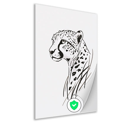 Zwart-witte minimalistiche cheeta lijntekening poster