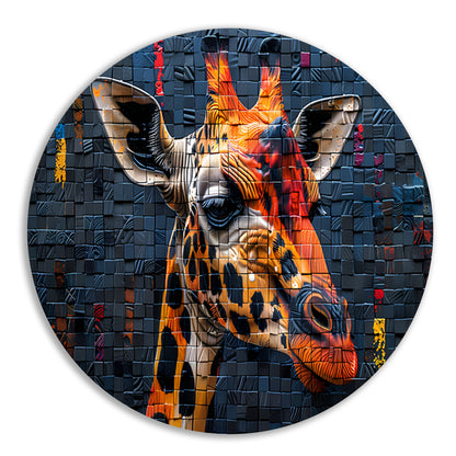 Giraffe Straatkunst Muurschildering aluminium muurcirkel