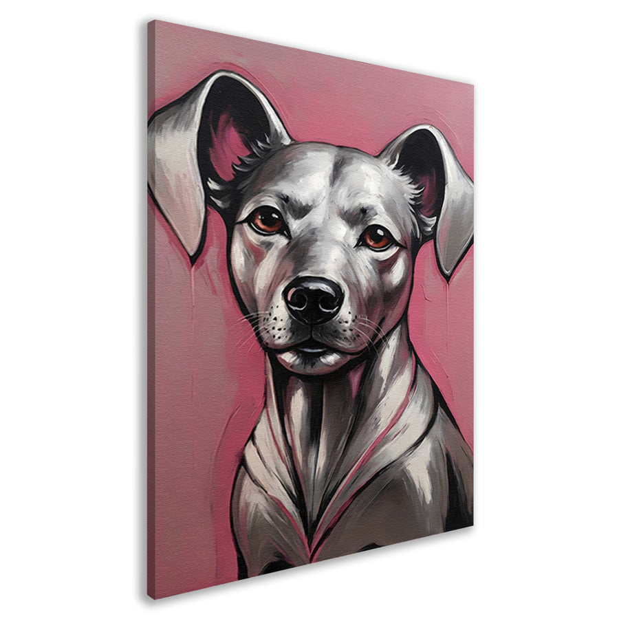 Abstract Portret van een Hond in Roze en Zilver canvas