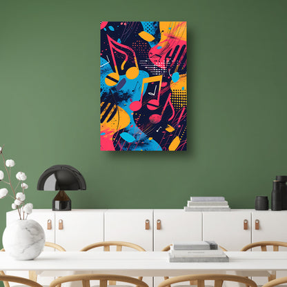 Abstract Muziek Explosie in Kleur canvas met baklijst