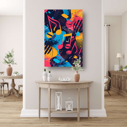 Abstract Muziek Explosie in Kleur canvas met baklijst
