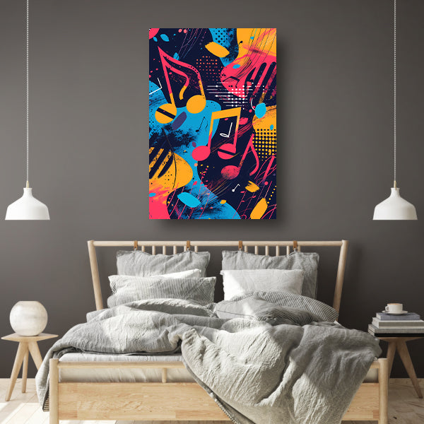Abstract Muziek Explosie in Kleur canvas met baklijst