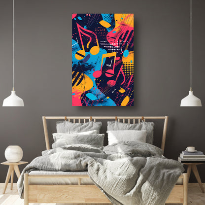 Abstract Muziek Explosie in Kleur canvas met baklijst