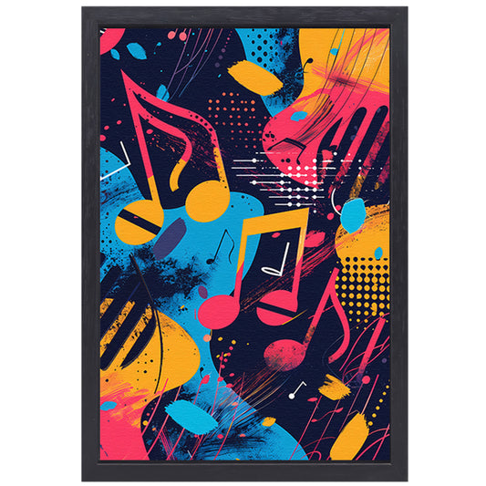 Abstract Muziek Explosie in Kleur canvas met baklijst