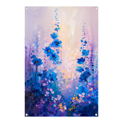 Impressionistisch bloemenveld in levendige kleuren tuinposter