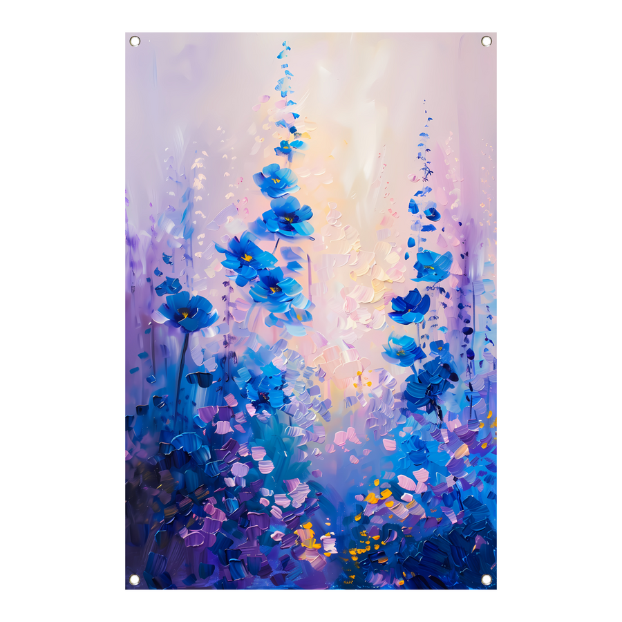 Impressionistisch bloemenveld in levendige kleuren tuinposter
