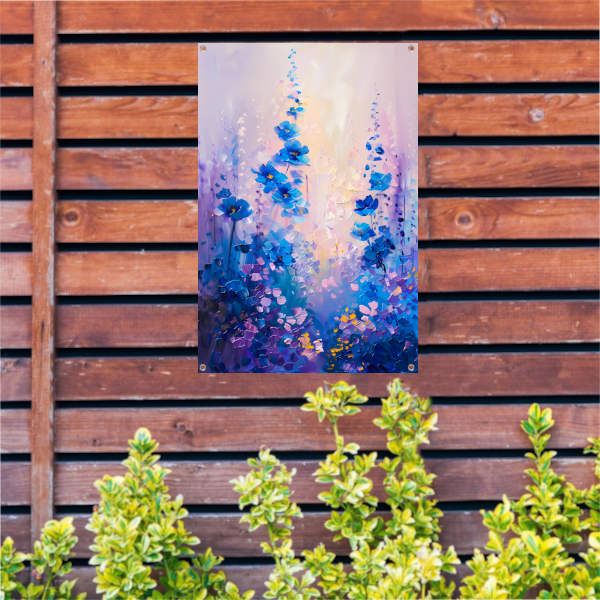 Impressionistisch bloemenveld in levendige kleuren tuinposter