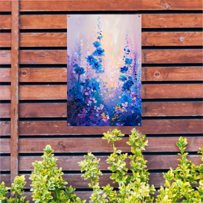 Impressionistisch bloemenveld in levendige kleuren tuinposter