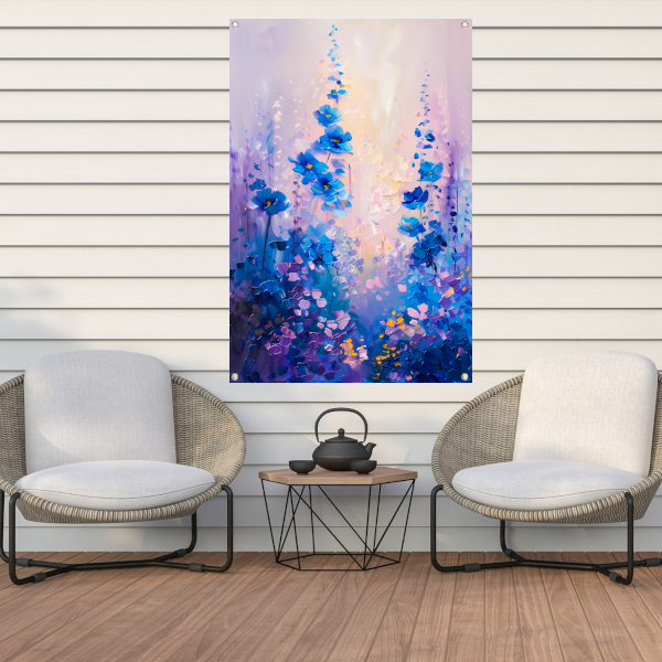 Impressionistisch bloemenveld in levendige kleuren tuinposter