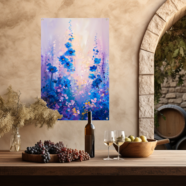 Impressionistisch bloemenveld in levendige kleuren tuinposter