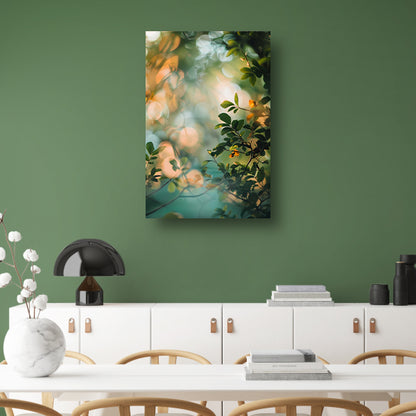 Zonlicht door groene bladeren poster