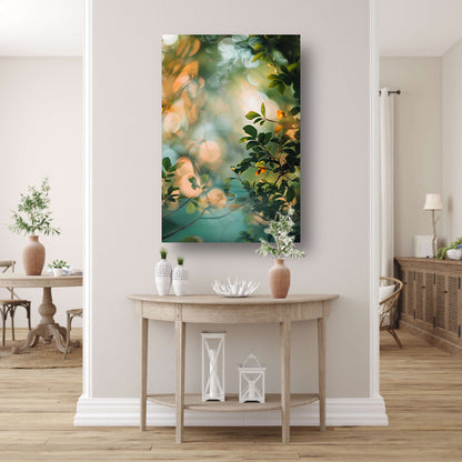Zonlicht door groene bladeren poster