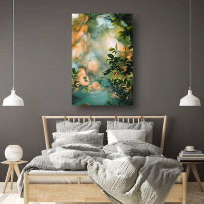 Zonlicht door groene bladeren poster