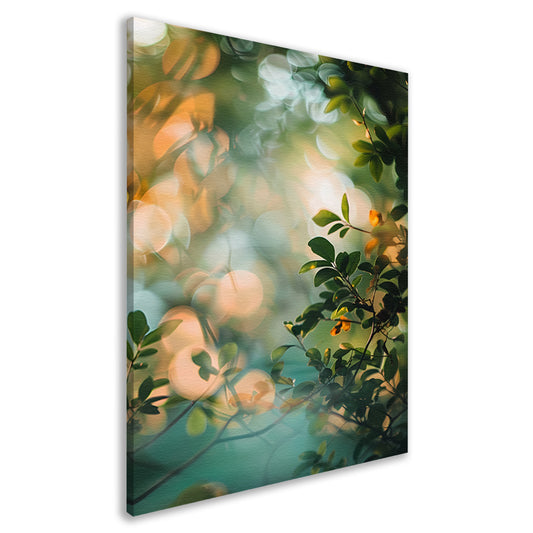 Zonlicht door groene bladeren canvas