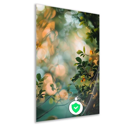 Zonlicht door groene bladeren poster