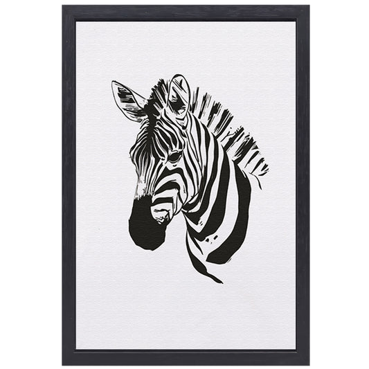 Abstracte Zebra in Zwart-Wit Lijnen canvas met baklijst