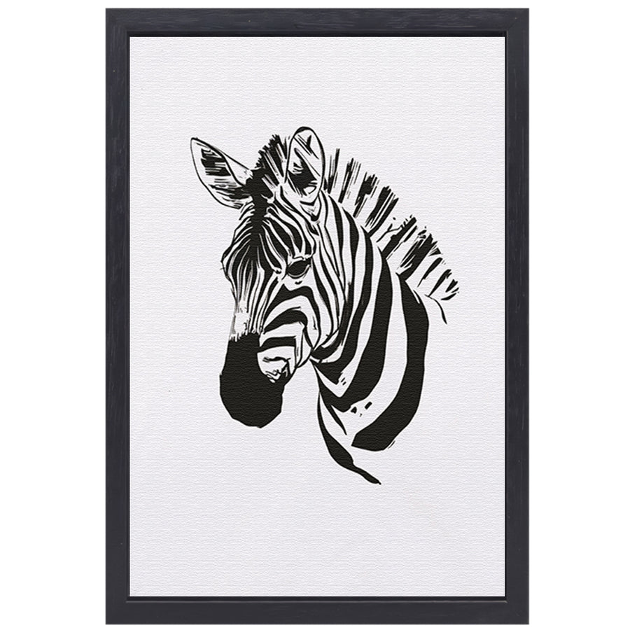 Abstracte Zebra in Zwart-Wit Lijnen canvas met baklijst