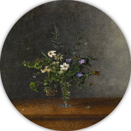 Vaas met bloemen - Léon Bonvin aluminium muurcirkel
