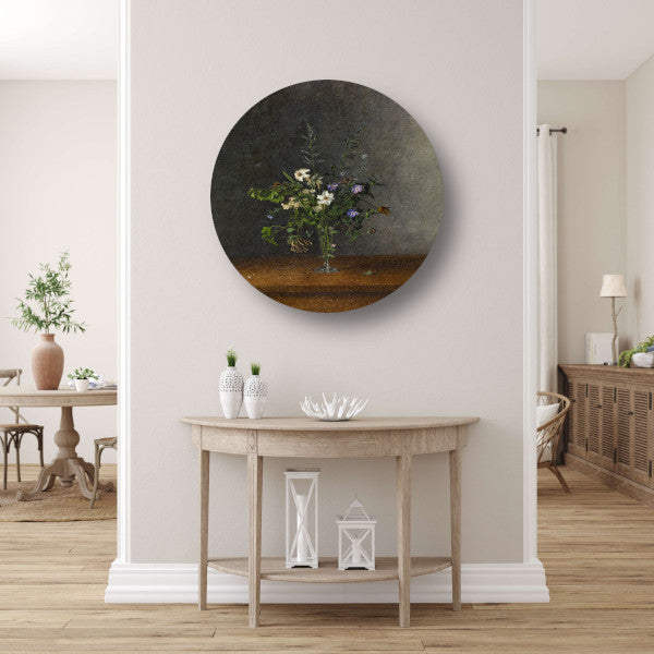 Vaas met bloemen - Léon Bonvin aluminium muurcirkel