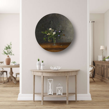 Vaas met bloemen - Léon Bonvin aluminium muurcirkel