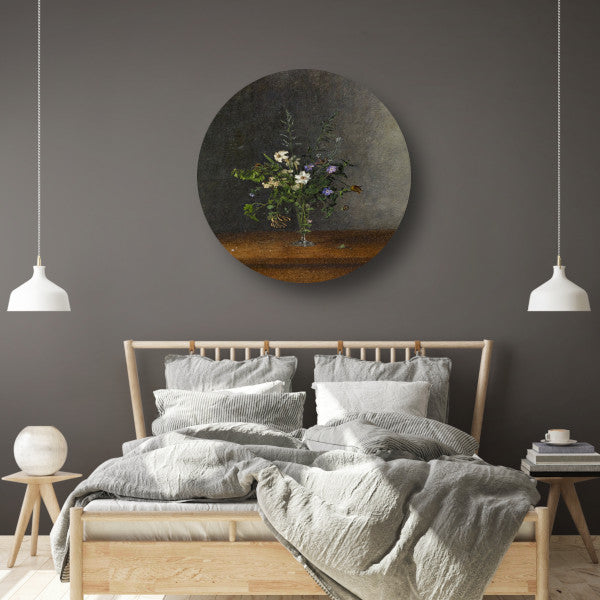Vaas met bloemen - Léon Bonvin aluminium muurcirkel