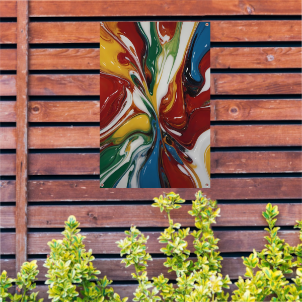 Explosie van kleur in moderne abstracte kunst tuinposter