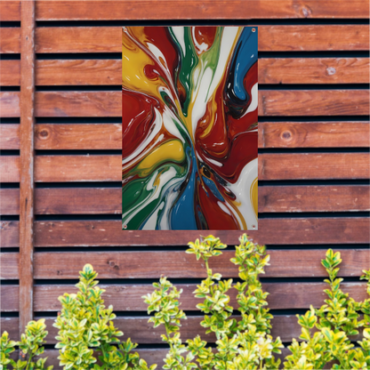 Explosie van kleur in moderne abstracte kunst tuinposter