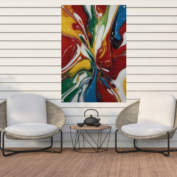 Explosie van kleur in moderne abstracte kunst tuinposter
