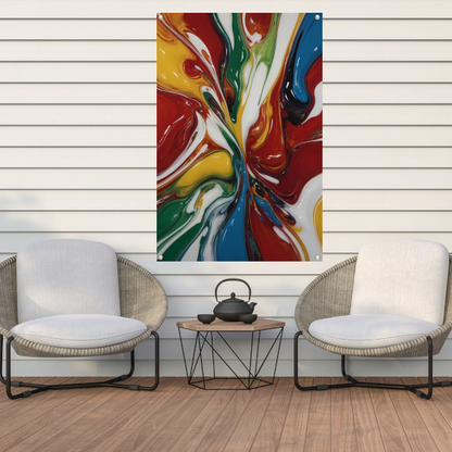 Explosie van kleur in moderne abstracte kunst tuinposter